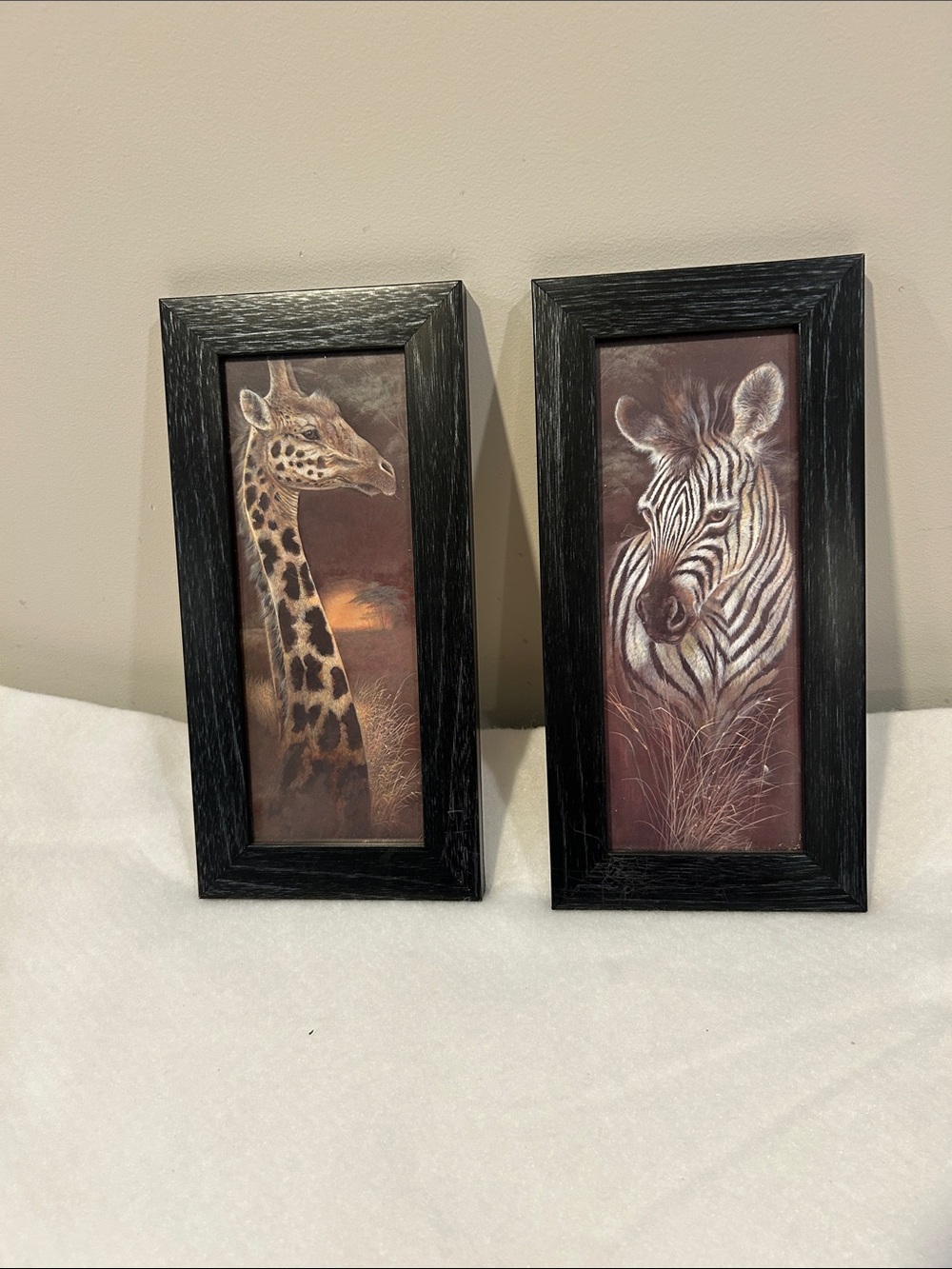 Wildlife Framed Wall Art Set - Black Frame, Brown Artwork
